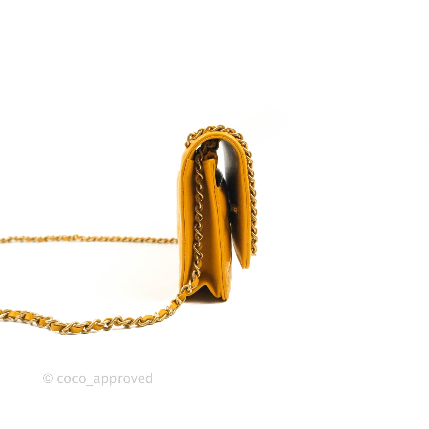 Chanel Quilted Classic Chain Around WOC Yellow Lambskin Aged Gold Hardware