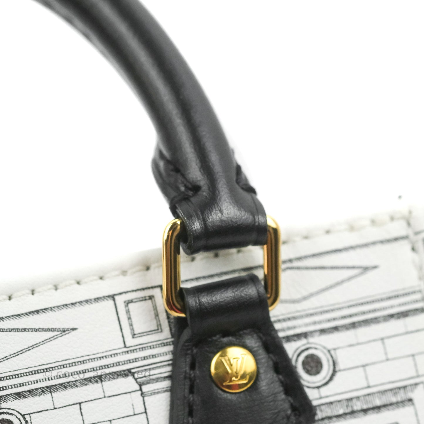 Louis Vuitton X Fornasetti Calfskin Architettura Petit Sac Plat Black White Gold Hardware