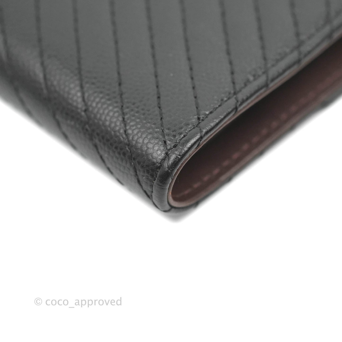 Chanel Classic Flap Chevron Wallet Black Caviar Silver Hardware