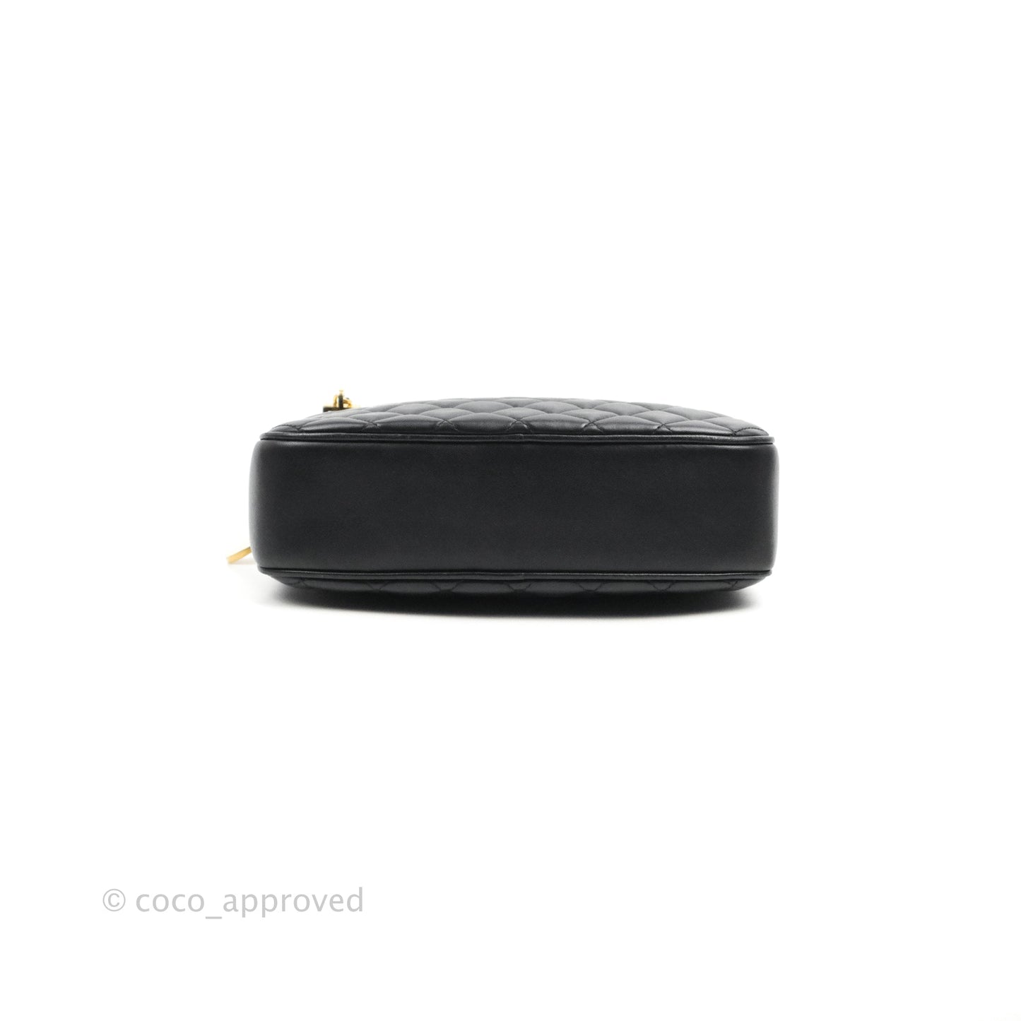 Chanel Quilted Camera Case Bag Black Lambskin Aged Gold Hardware