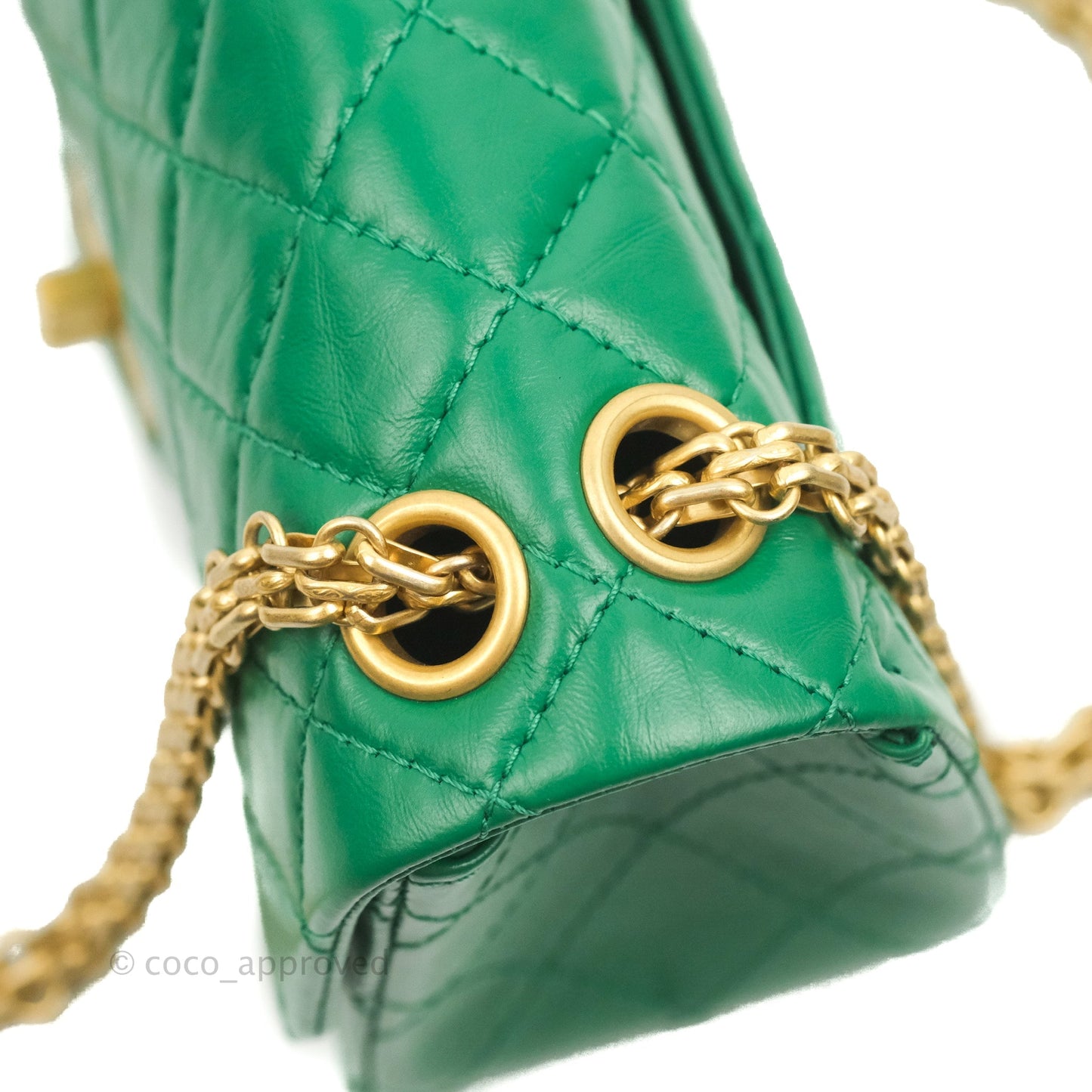 Chanel Mini Reissue 224 Green Aged Calfskin Aged Gold Hardware
