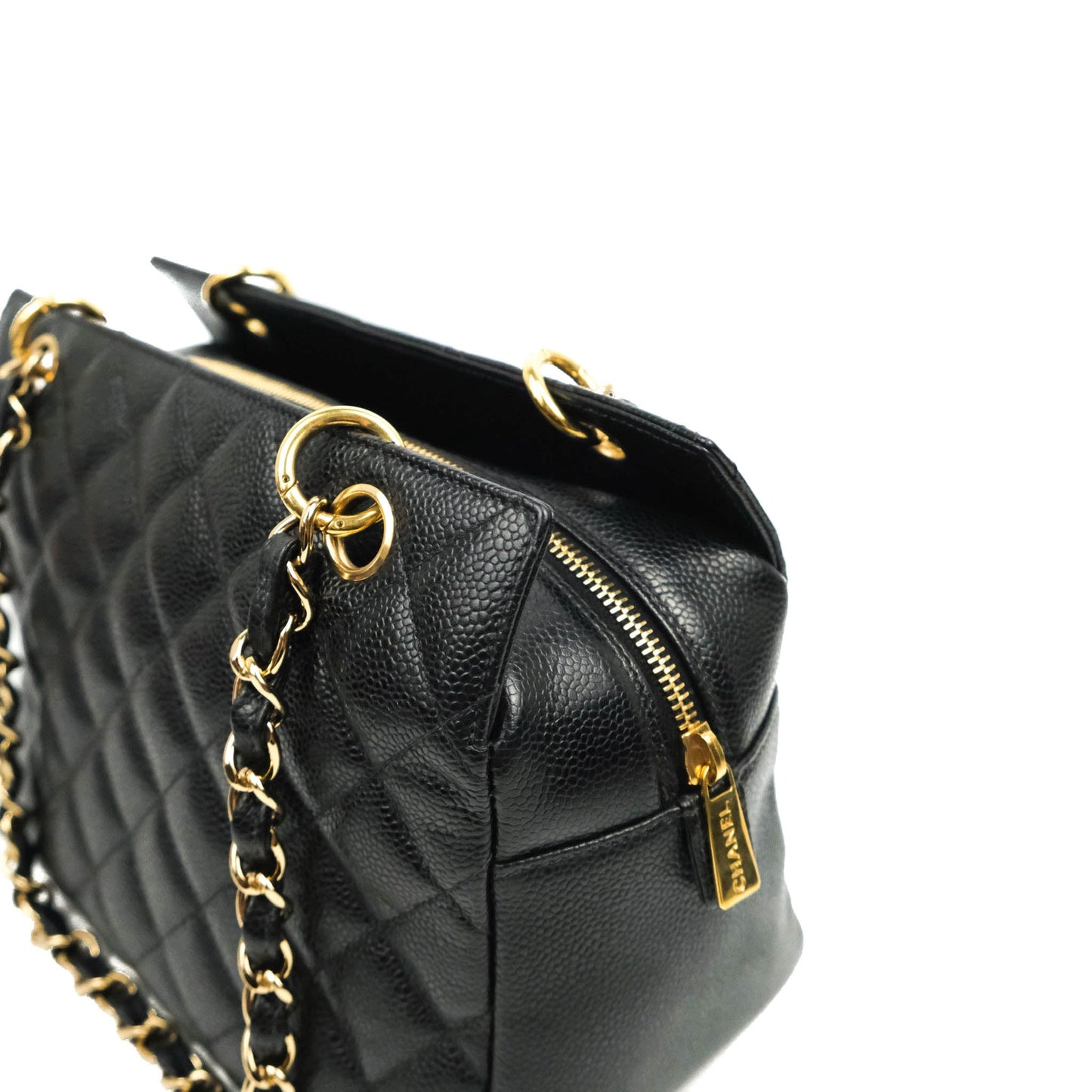 Chanel PTT Petite Timeless Shopping Tote Bag Black Caviar Gold Hardware