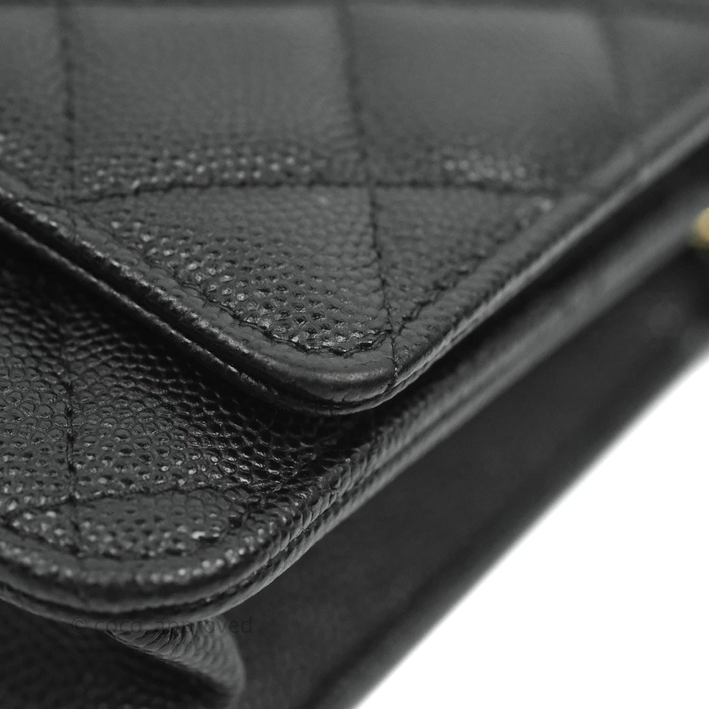 Chanel Quilted WOC Black Caviar Gold Hardware With Charms