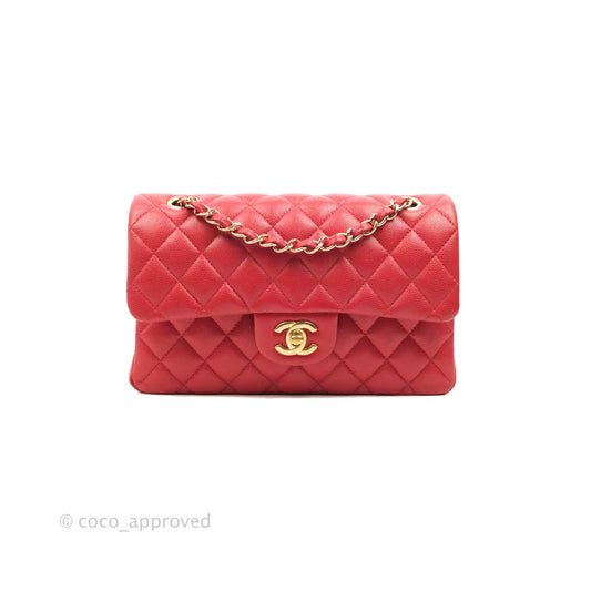 Chanel Classic Small S/M Flap Red Caviar Gold Hardware