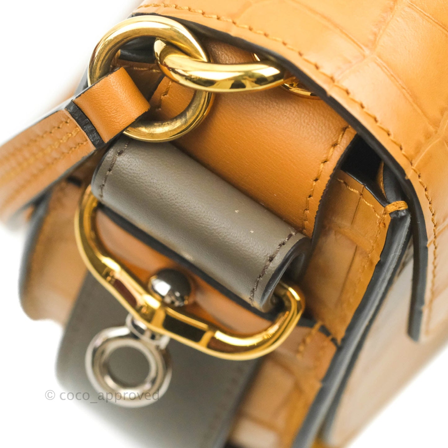 Chloe Small Croc-Embossed Tess Brown Bag