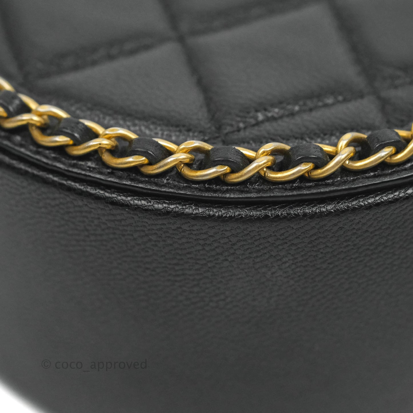 Chanel Quilted Filigree Chain Around Circle Bag Black Lambskin Aged Gold Hardware