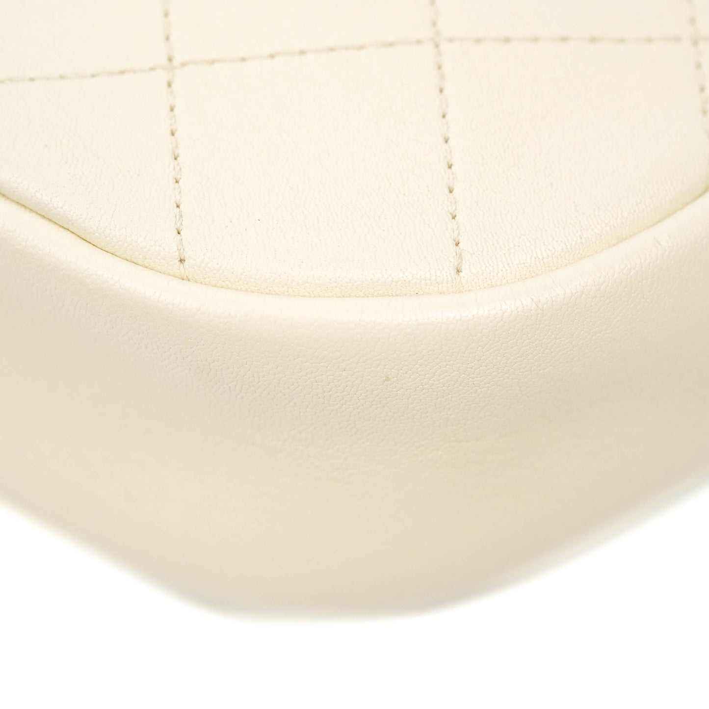 Chanel Flat Quilted Mini Flap Bag Ivory Calfskin Gold Hardware