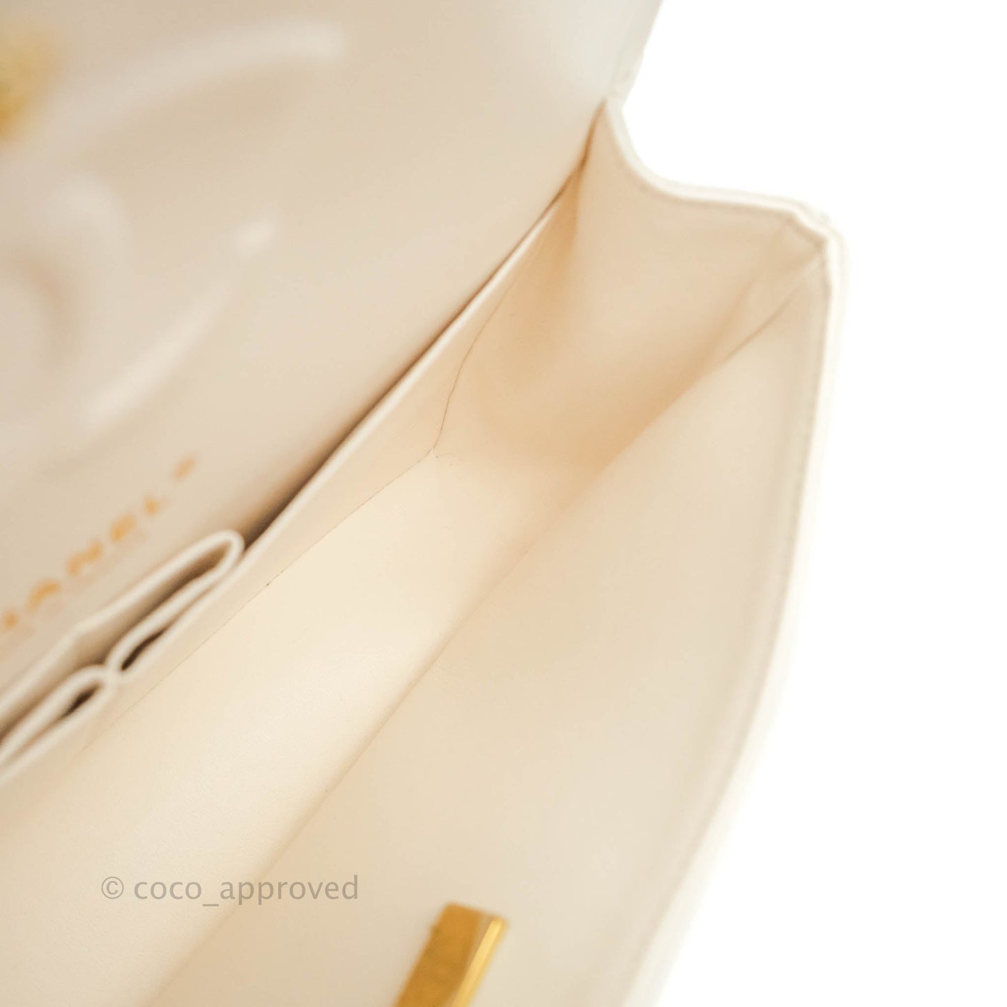 Chanel Classic M/L Medium Double Flap White Caviar Gold Hardware 21B