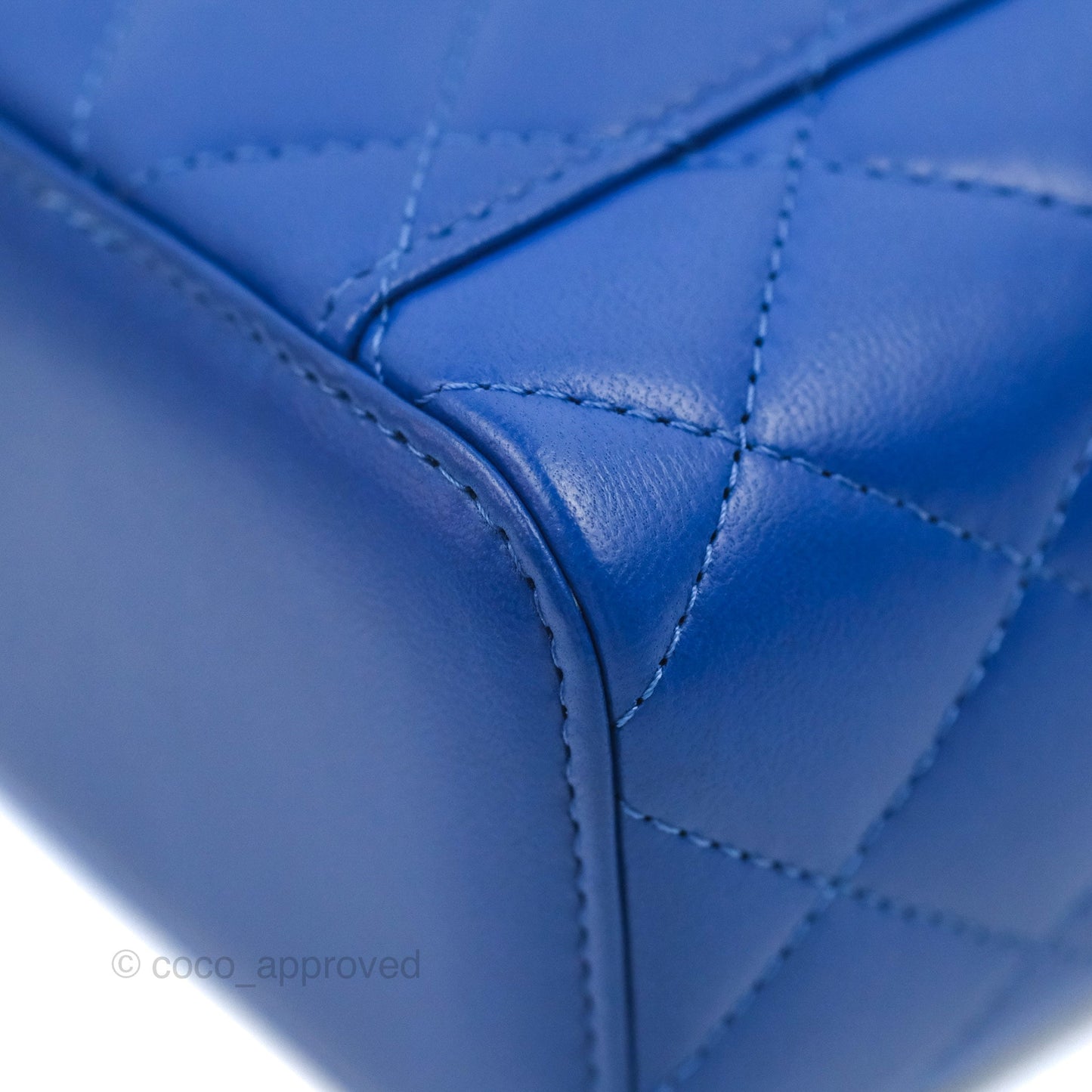 Chanel Mini Top Handle Vanity With Chain Blue Lambskin Gold Hardware