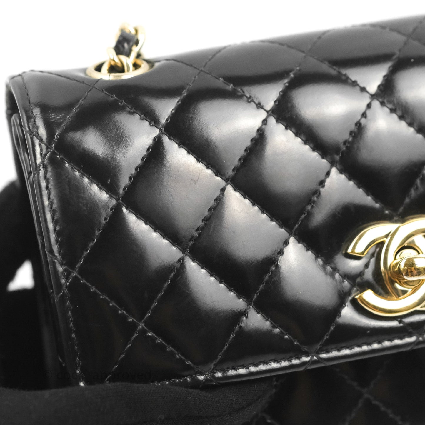 Chanel Mini Flap Clutch with Chain Black Gold Hardware