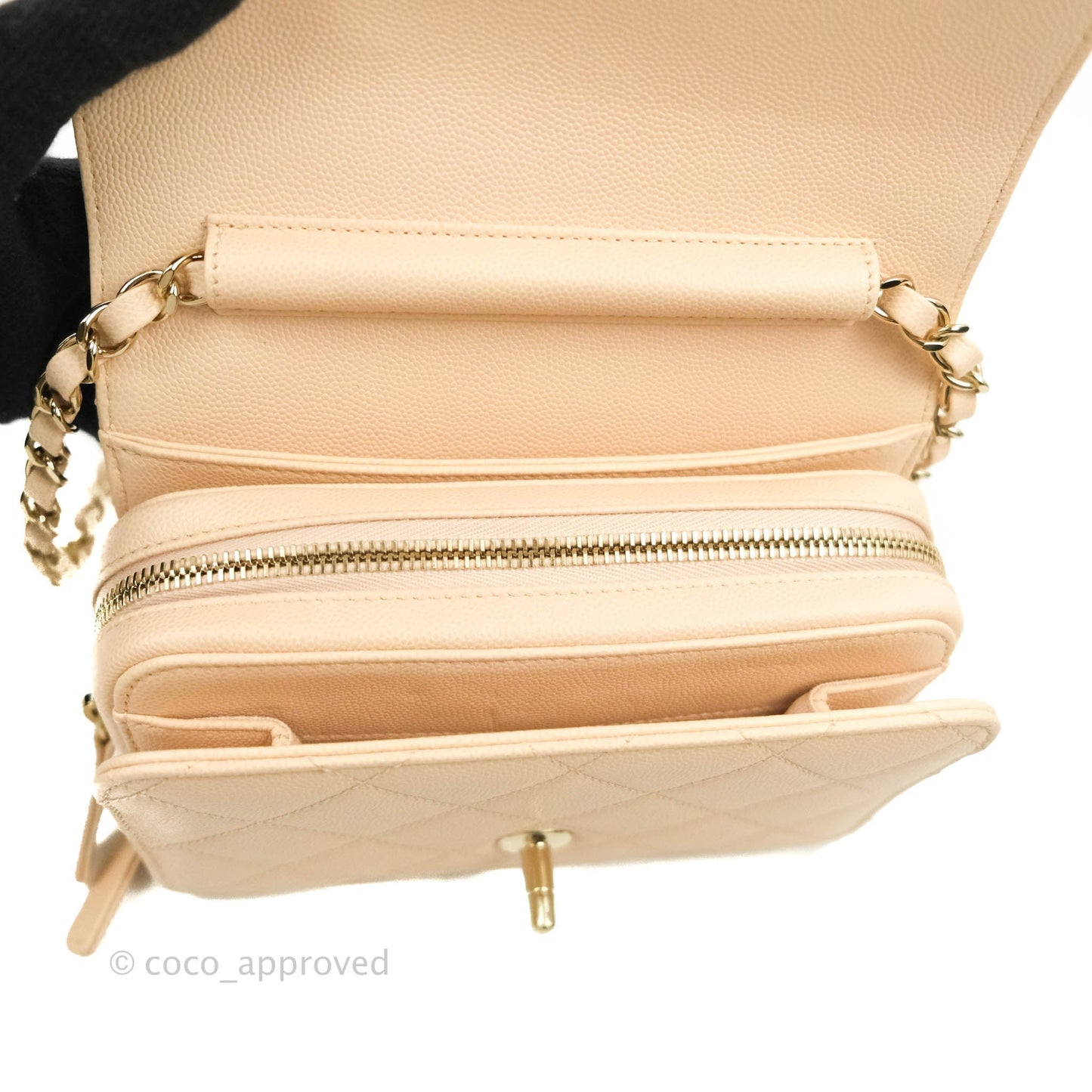 Chanel Quilted Small Like The Wallet Flap Light Beige Caviar Light Gold Hardware 22C