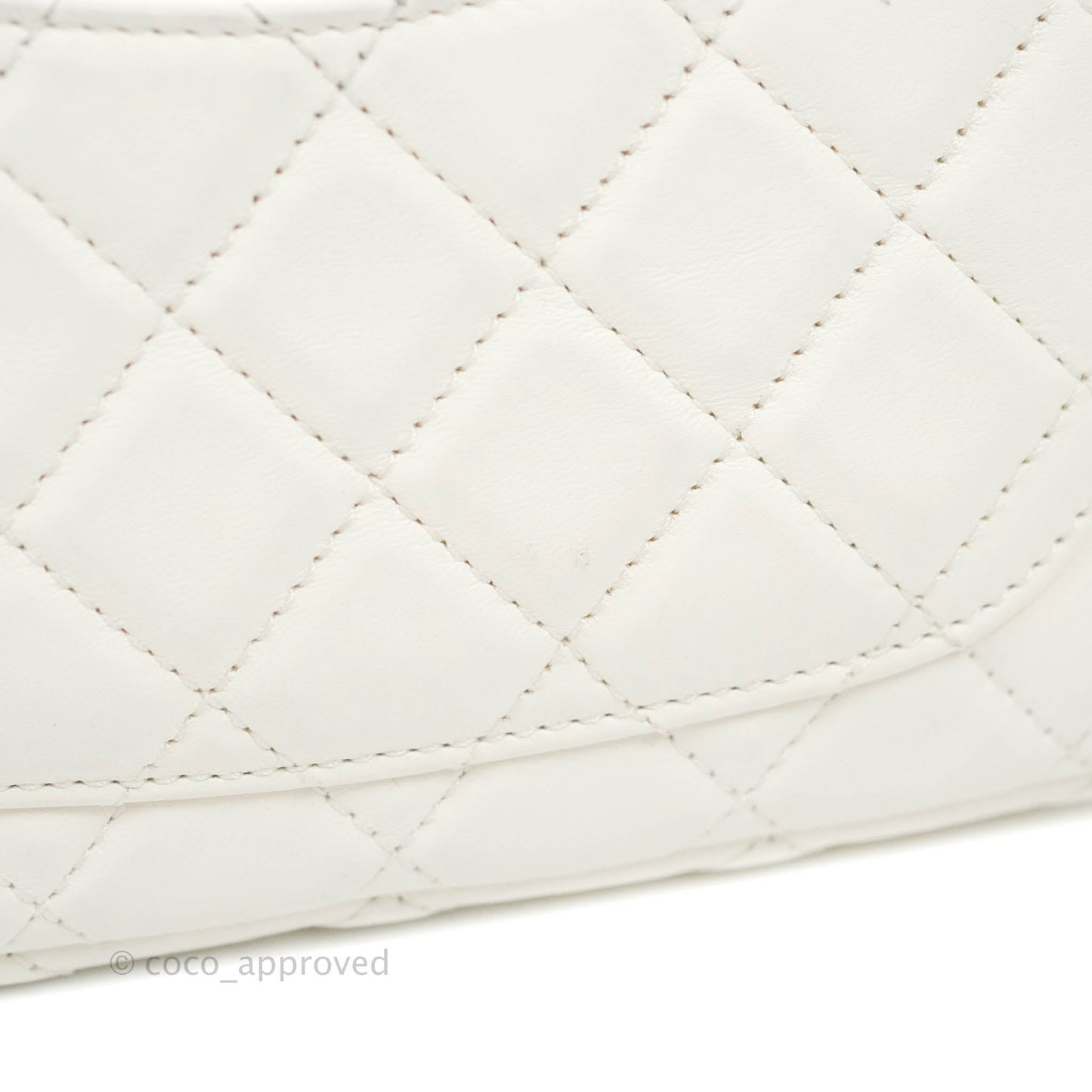 Chanel Mini Rectangular Pearl Crush Quilted White Lambskin Aged Gold Hardware