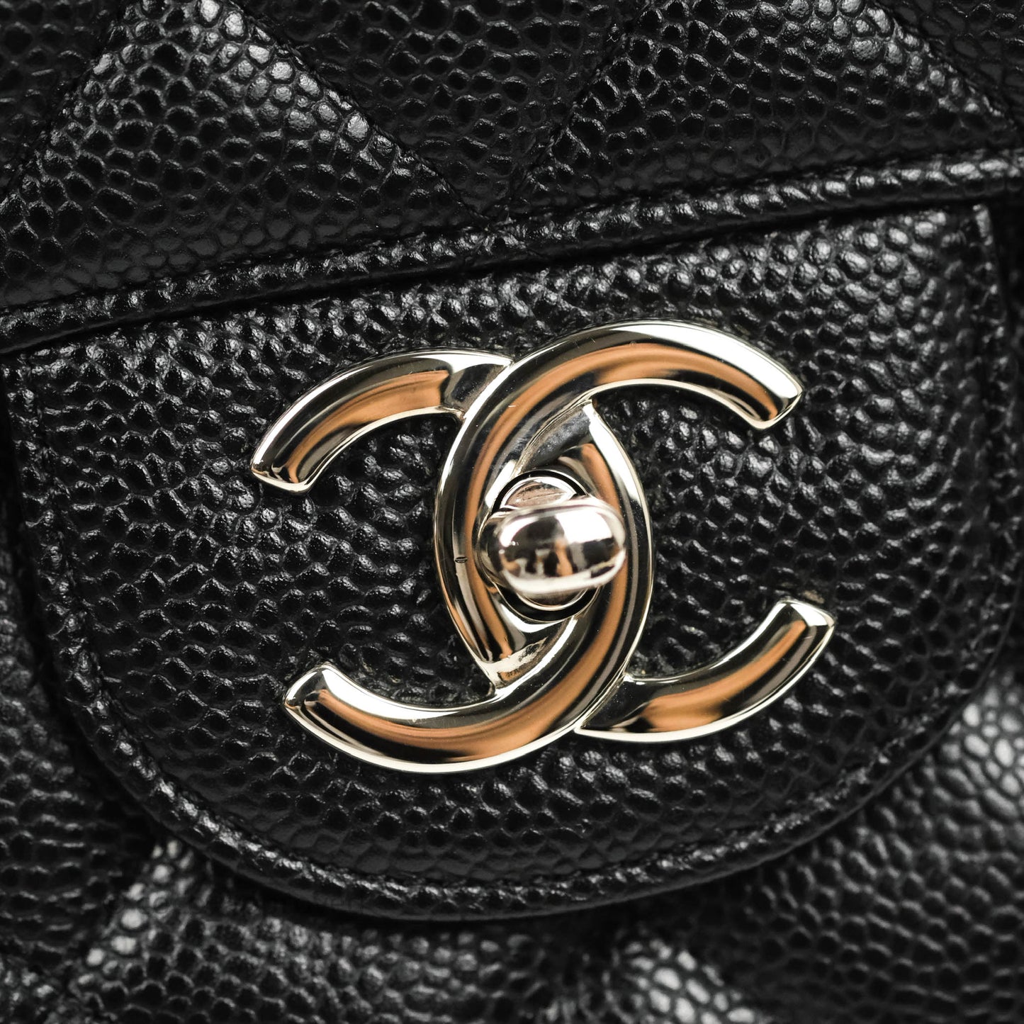 Chanel Quilted Maxi Double Flap Black Caviar Silver Hardware