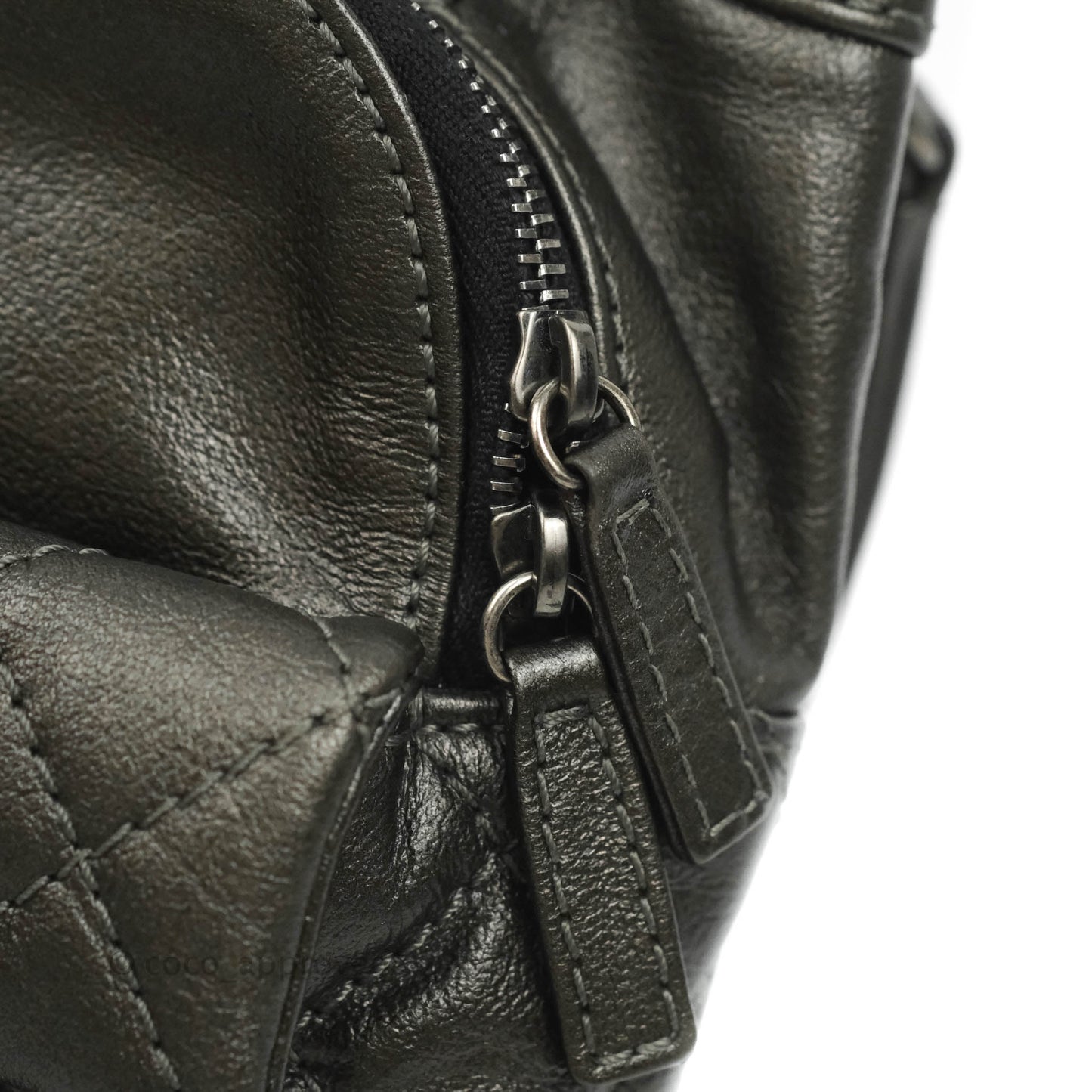 Chanel Chain Backpack Metallic Grey Lambskin Ruthenium Hardware