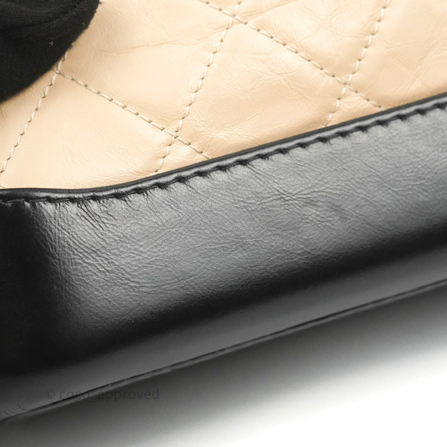 Chanel Quilted Small Gabrielle Hobo Black Beige Aged Calfskin