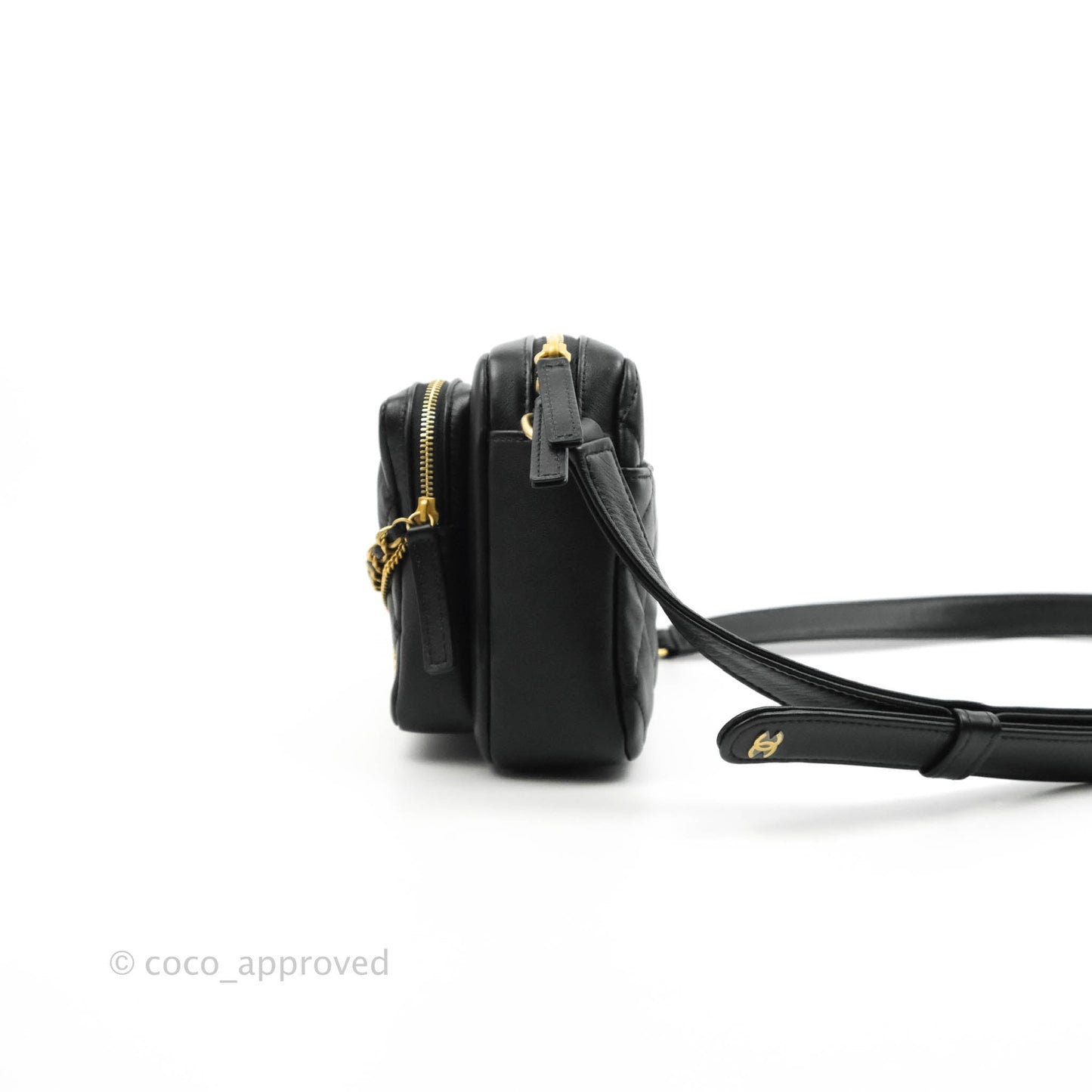 Chanel Quilted Small Camera Case Black Calfskin