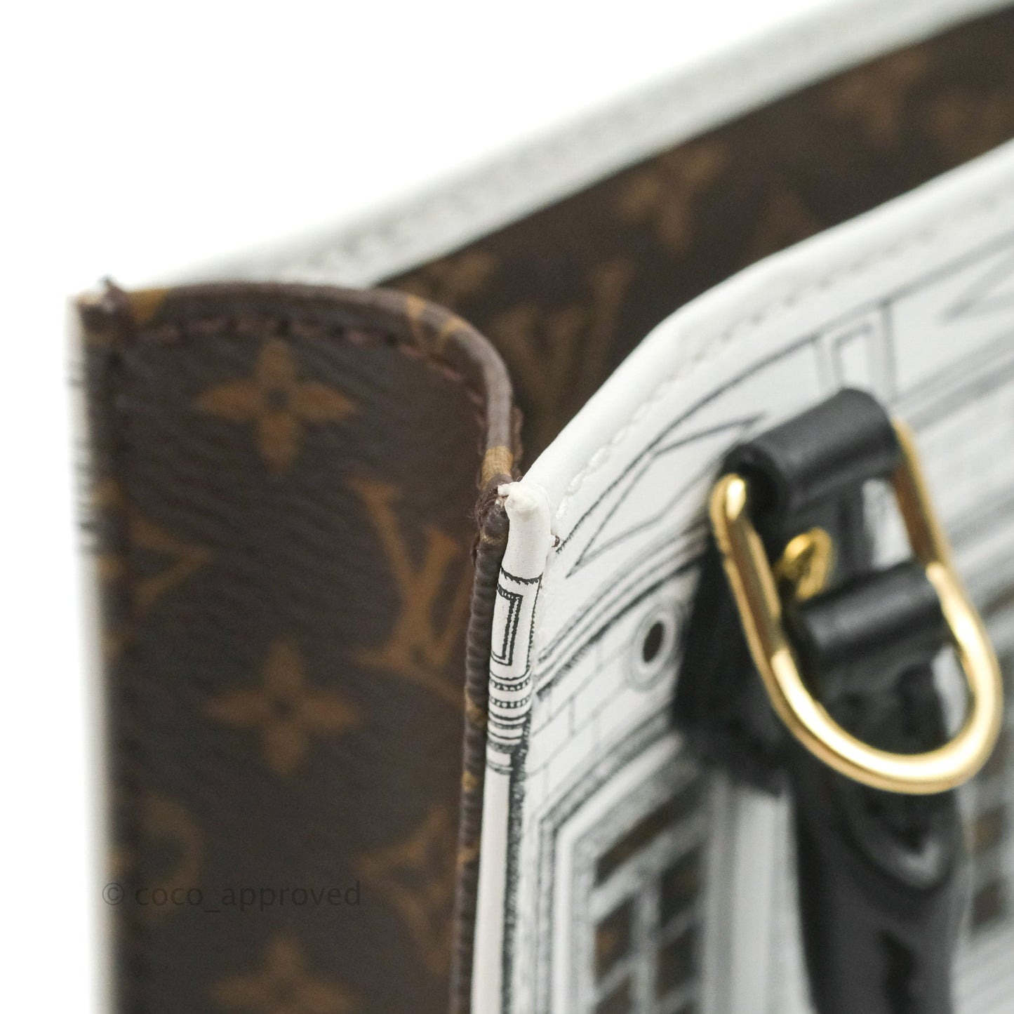 Louis Vuitton X Fornasetti Calfskin Architettura Petit Sac Plat Black White Gold Hardware
