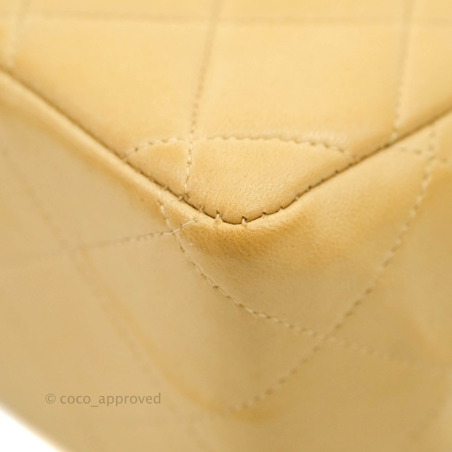 Chanel Classic Vintage Jumbo Single Flap Beige Lambskin Gold Hardware