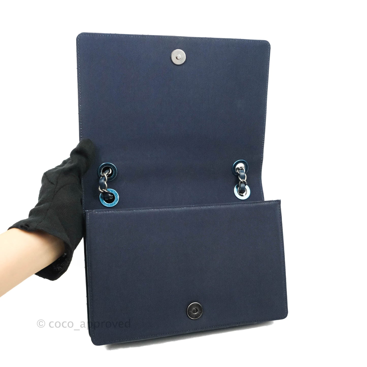 Chanel Quilted Ballerina Small Flap Bag Blue Black Ruthenium Hardware