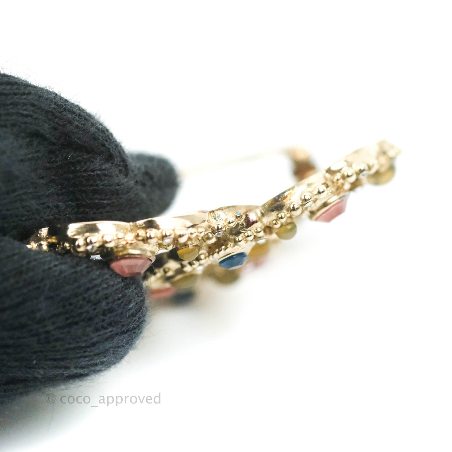 Chanel Rainbow Resin Brooch Silver Tone 14K
