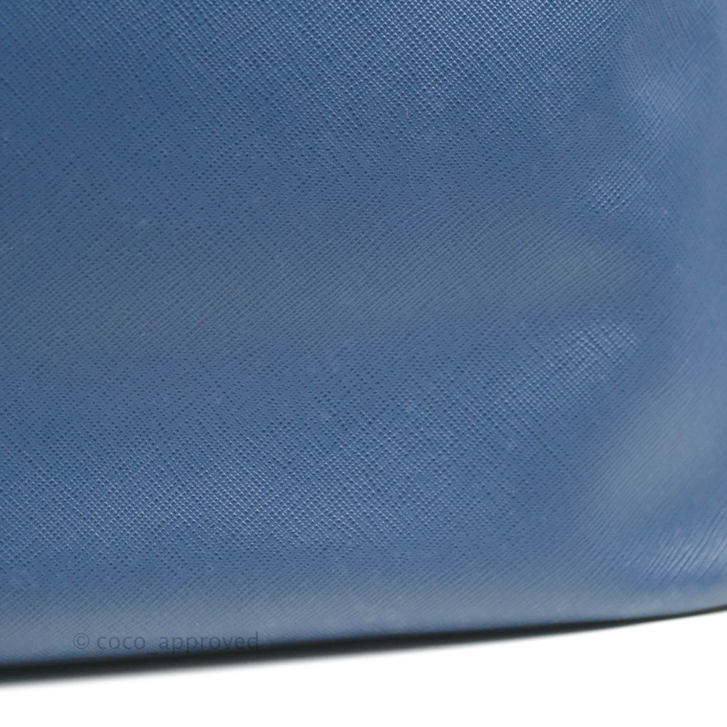 Prada Double Zip Lux Saffiano Dark Blue Large Tote Bag