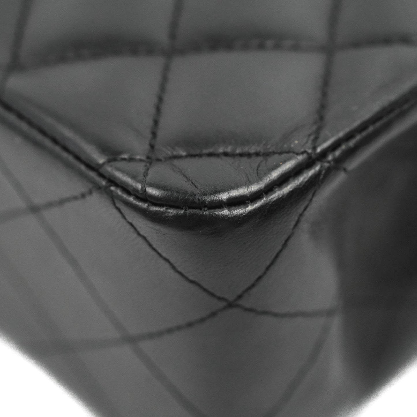 Chanel Classic M/L Medium Flap Quilted Black Lambskin Silver Hardware