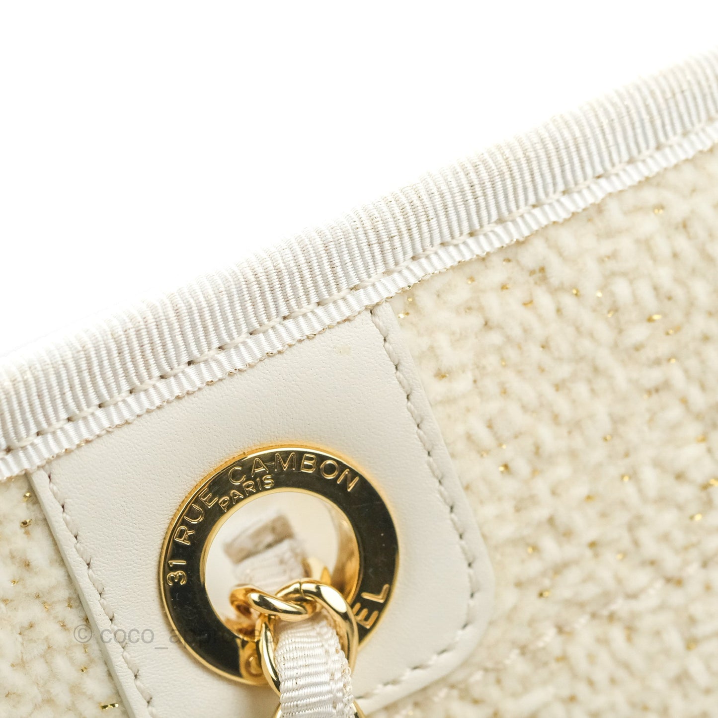 Chanel Medium Deauville Tote Ivory Lurex Boucle 19A
