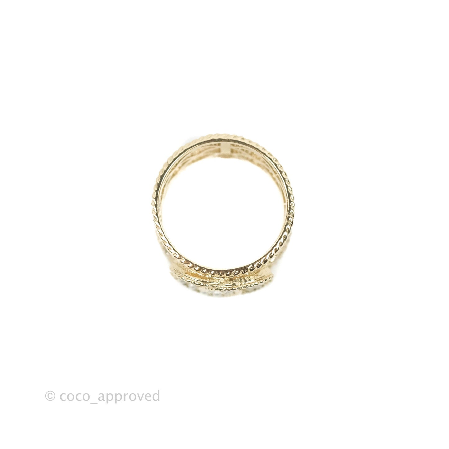 Chanel CC Pearl Ring Gold Tone 19C