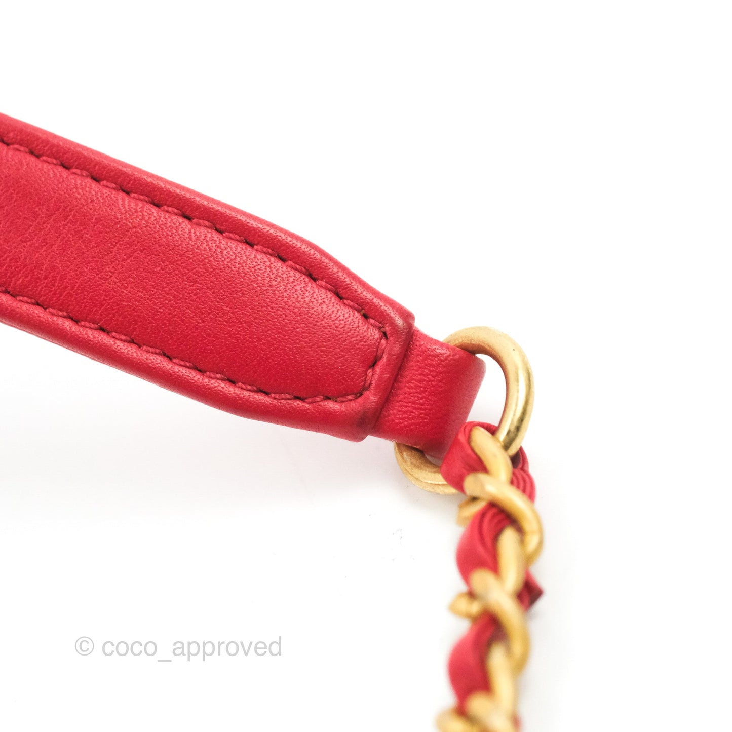 Chanel Quilted Small CC Filigree Vanity Case Red Caviar Gold Hardware
