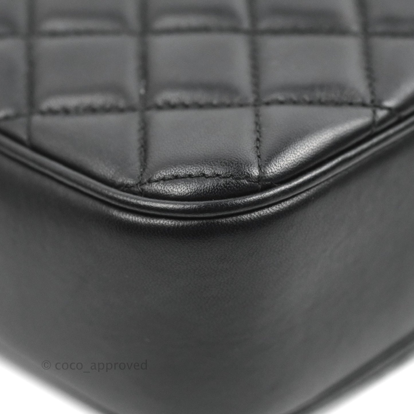 Chanel Quilted Camera Case Bag Black Lambskin Aged Gold Hardware
