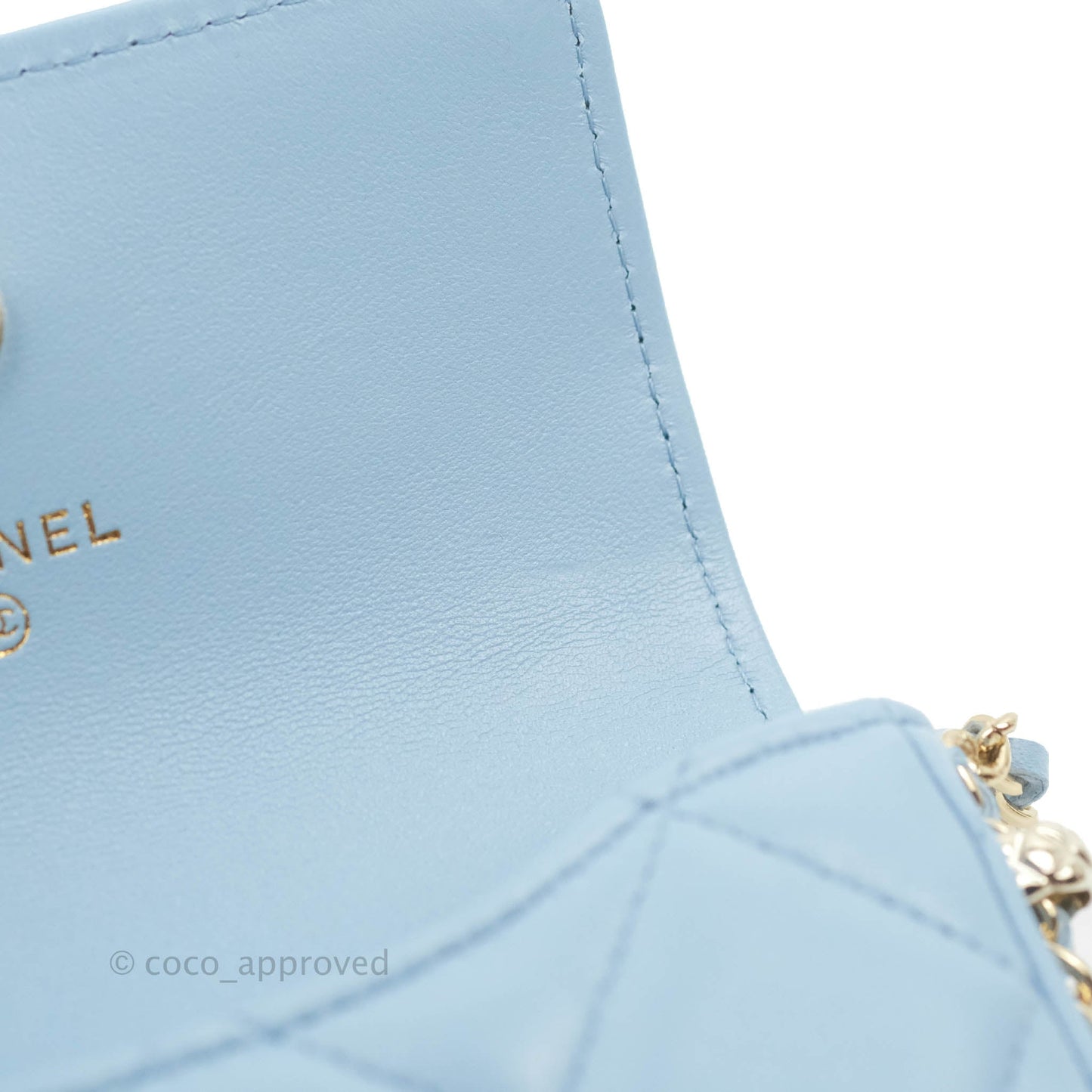 Chanel Mini Clutch With Chain Blue Lambskin Gold Hardware