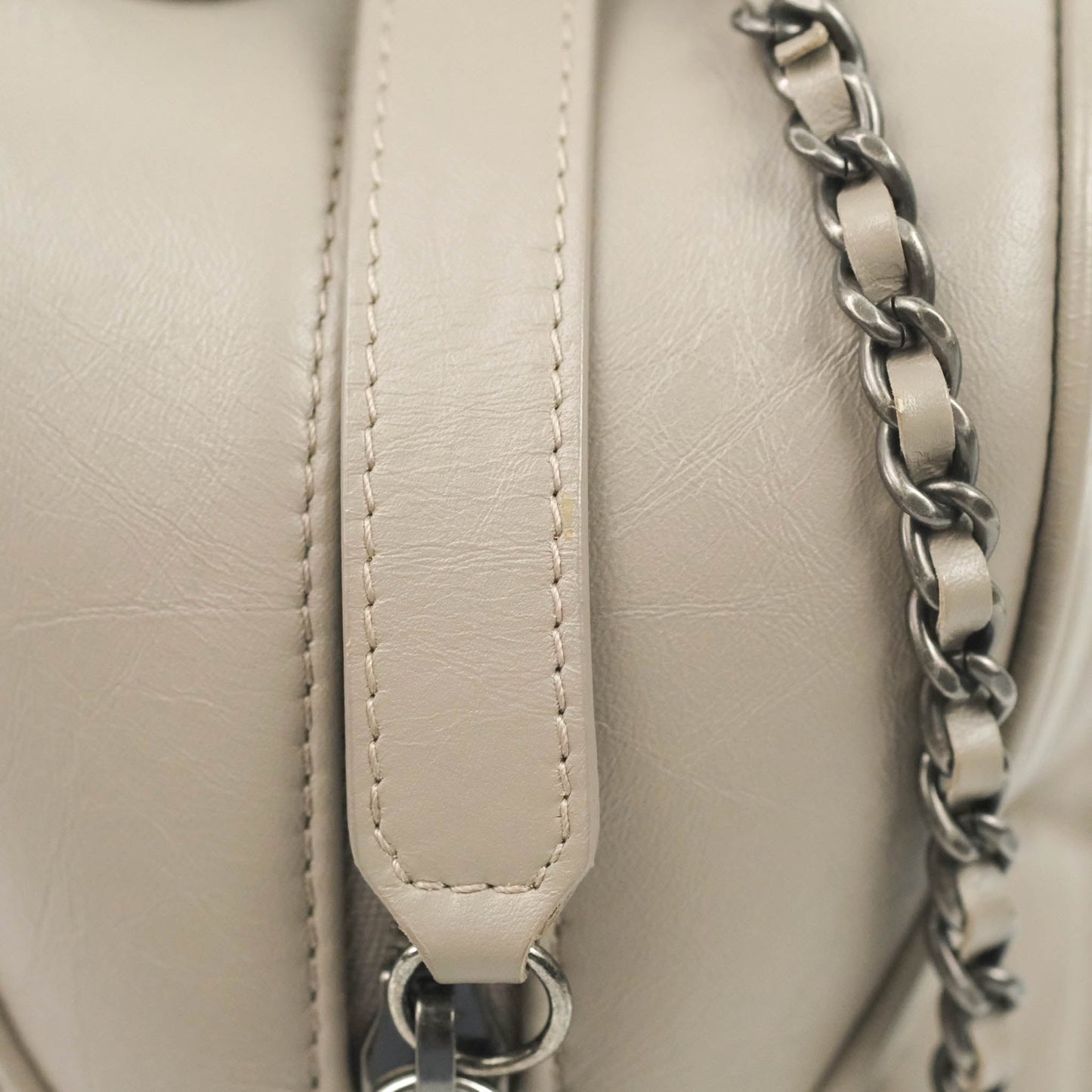 Chanel Quilted Small Coco Handle Bowling Bag Grey Aged Calfskin Ruthenium Hardware