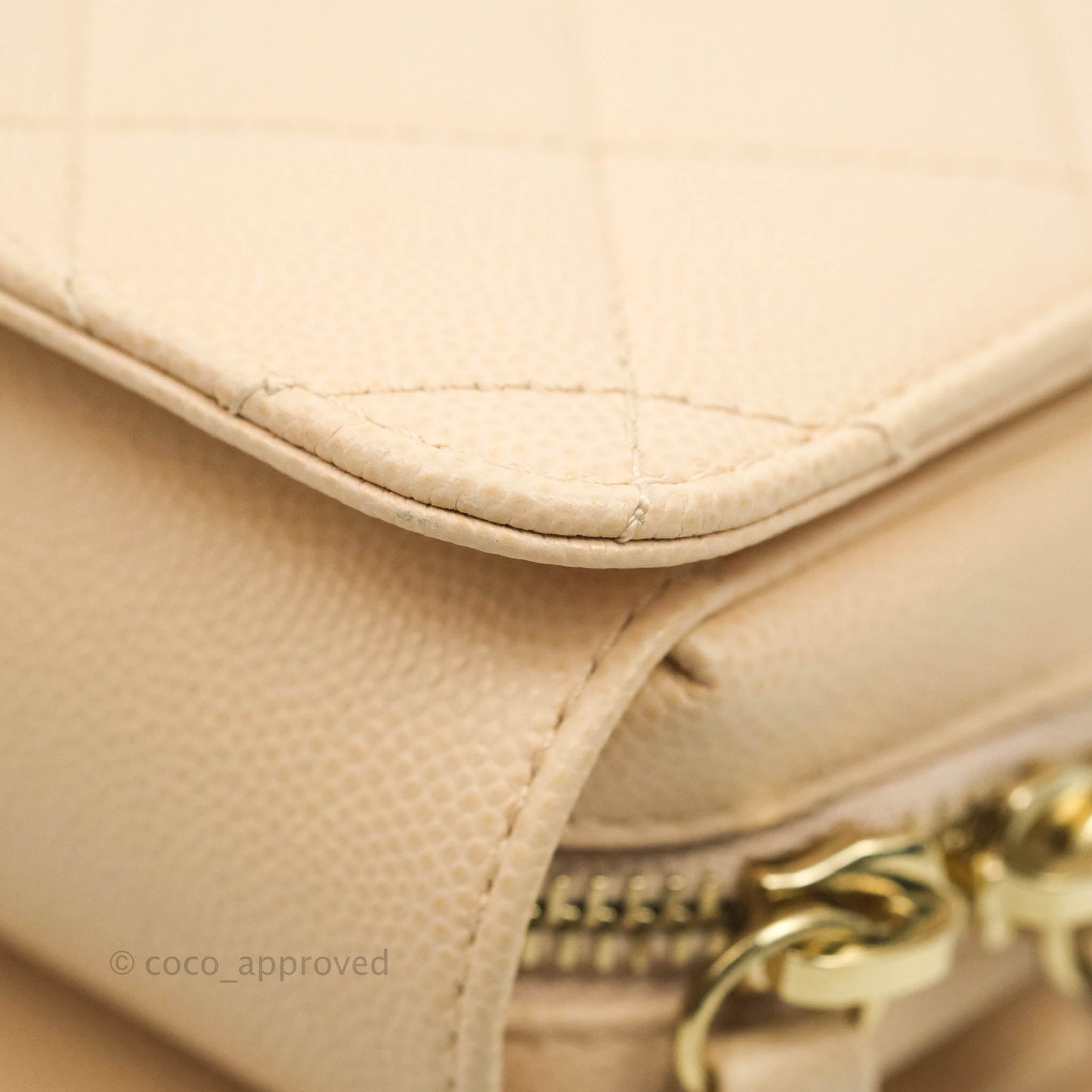 Chanel Quilted Small Like The Wallet Flap Light Beige Caviar Light Gold Hardware 22C