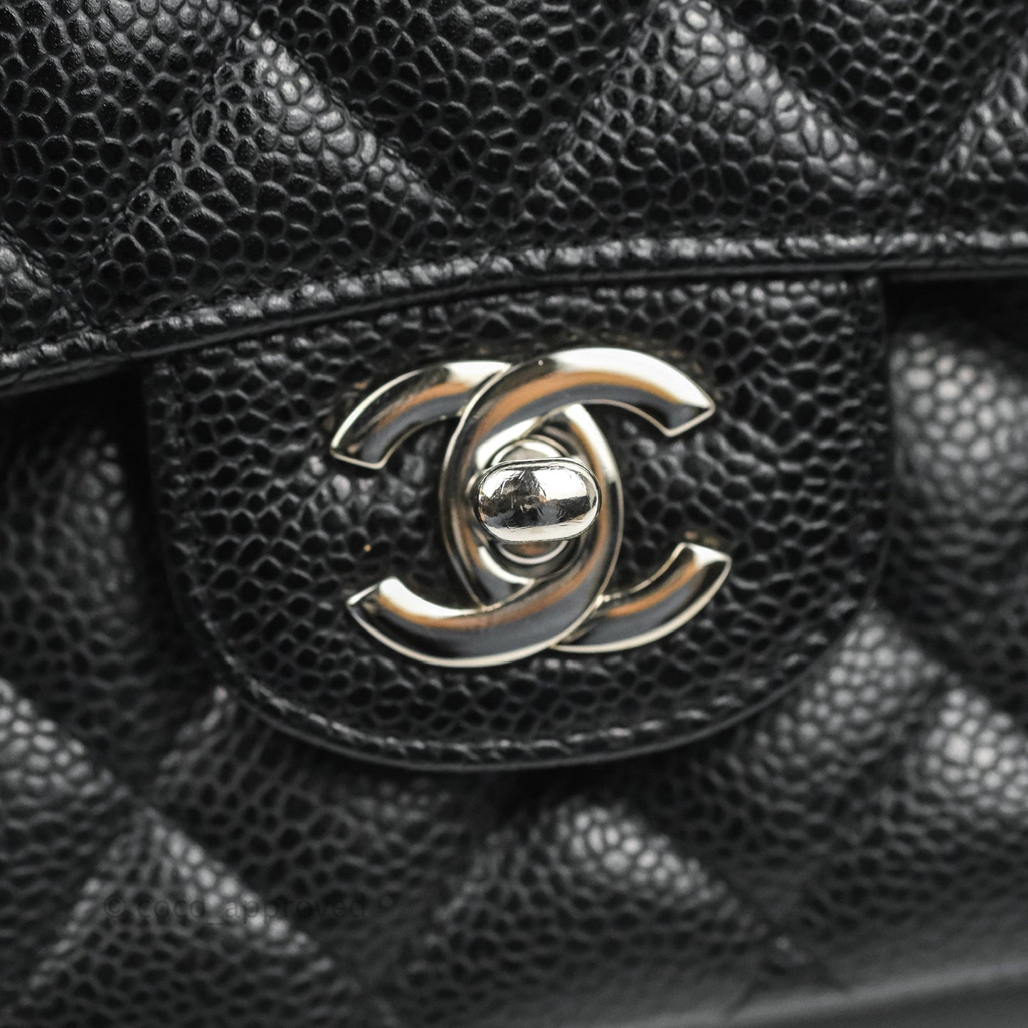 Chanel Classic M/L Medium Flap Quilted Black Caviar Silver Hardware