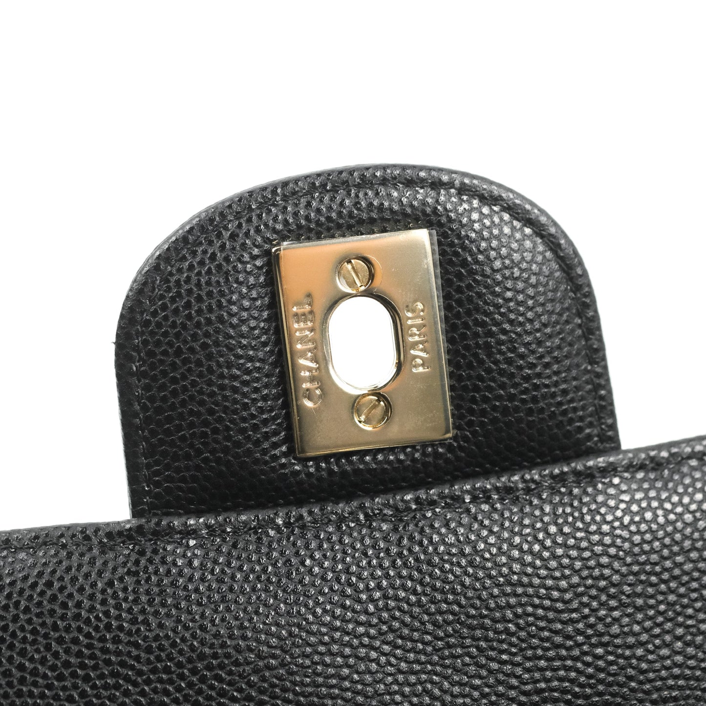 Chanel Quilted Mini Rectangular Flap Black Caviar Light Gold Hardware 17C