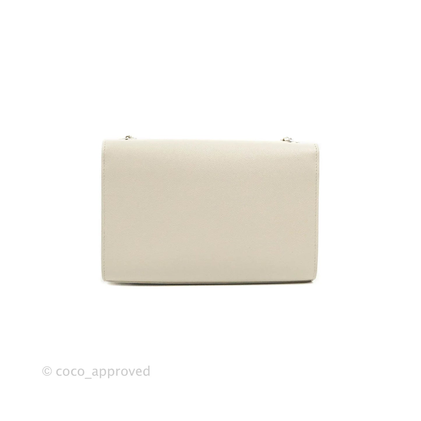 Saint Laurent Small Classic Monogram Kate Tassel Satchel White Grained Calfskin