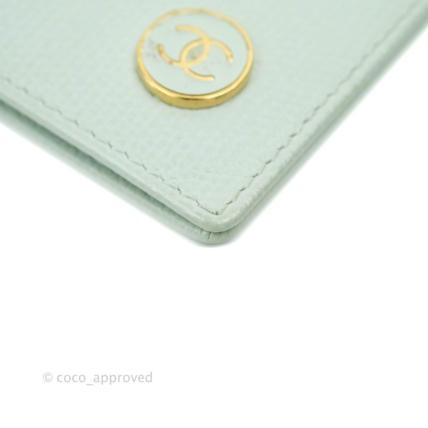 Chanel Card Holder Tiffany Blue Grained Leather