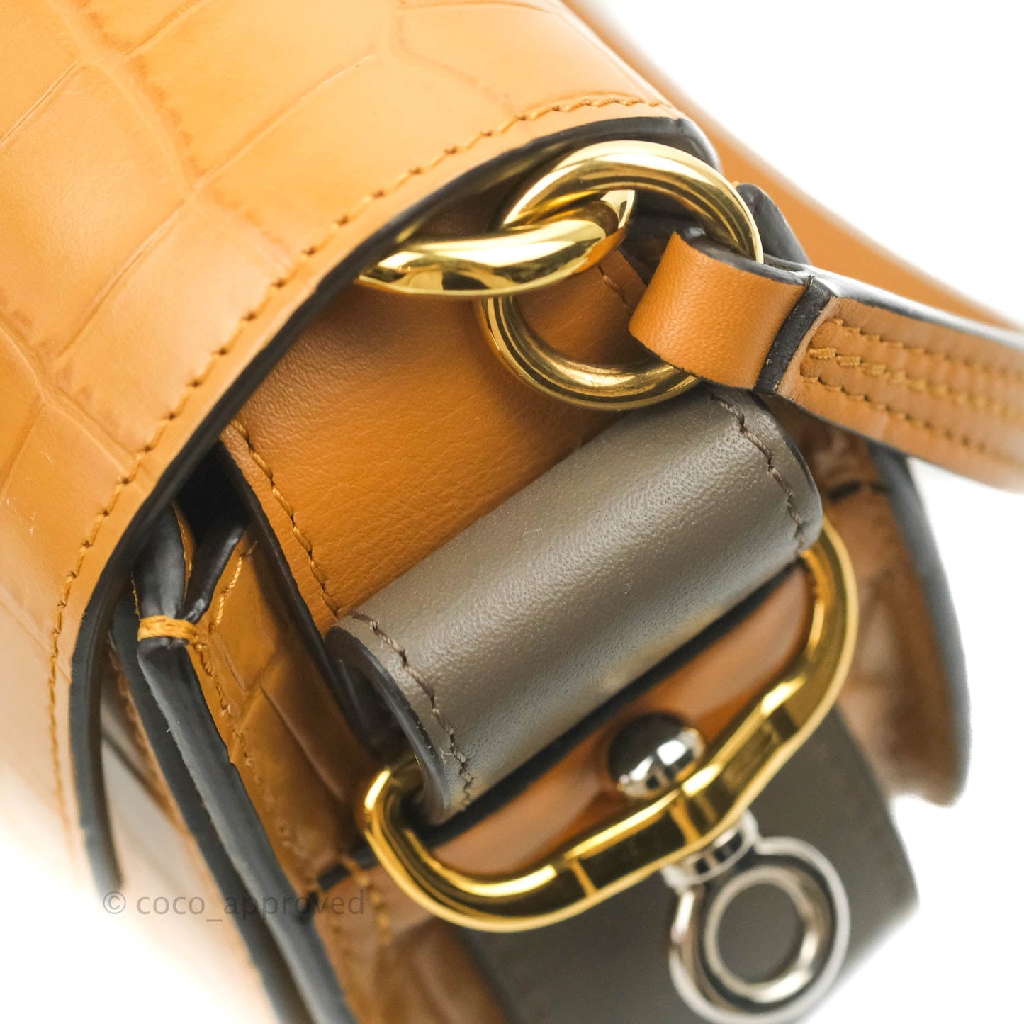Chloe Small Croc-Embossed Tess Brown Bag
