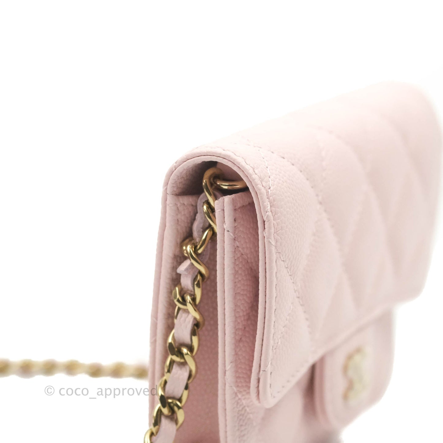 Chanel Mini Wallet With Chain Light Pink Caviar Gold Hardware
