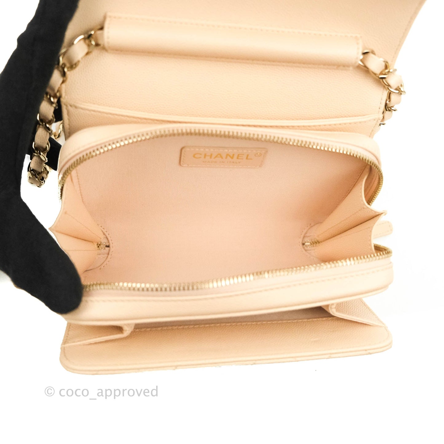 Chanel Quilted Small Like The Wallet Flap Light Beige Caviar Light Gold Hardware 22C