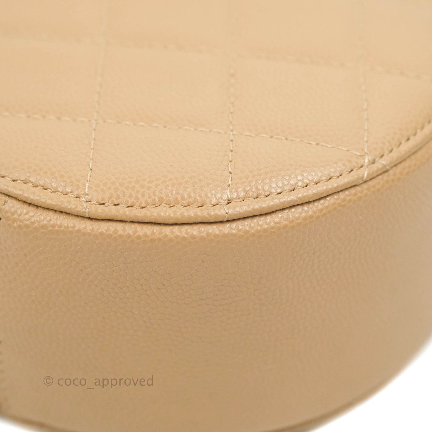 Chanel Round Circle Bag Dark Beige Caviar Light Gold Hardware