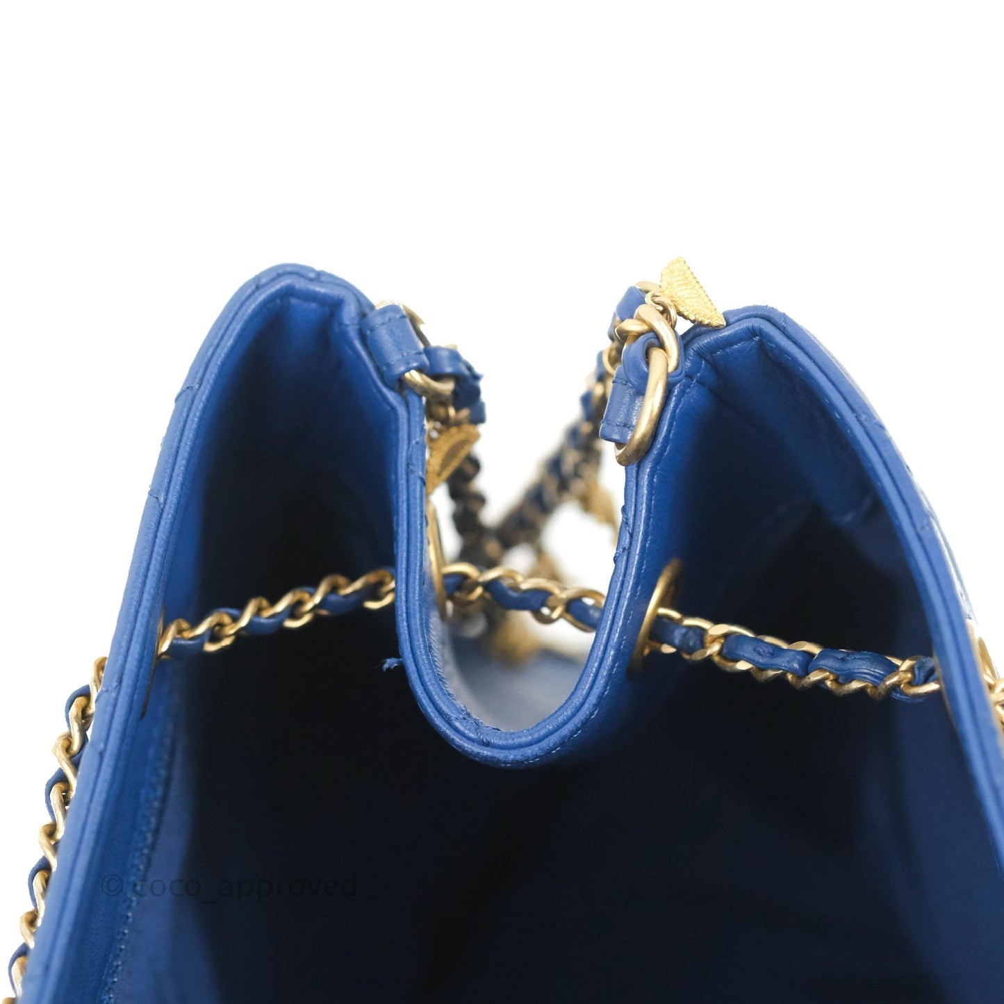 Chanel Egyptian Amulet Drawstring Bucket Bag Navy Aged Gold Hardware