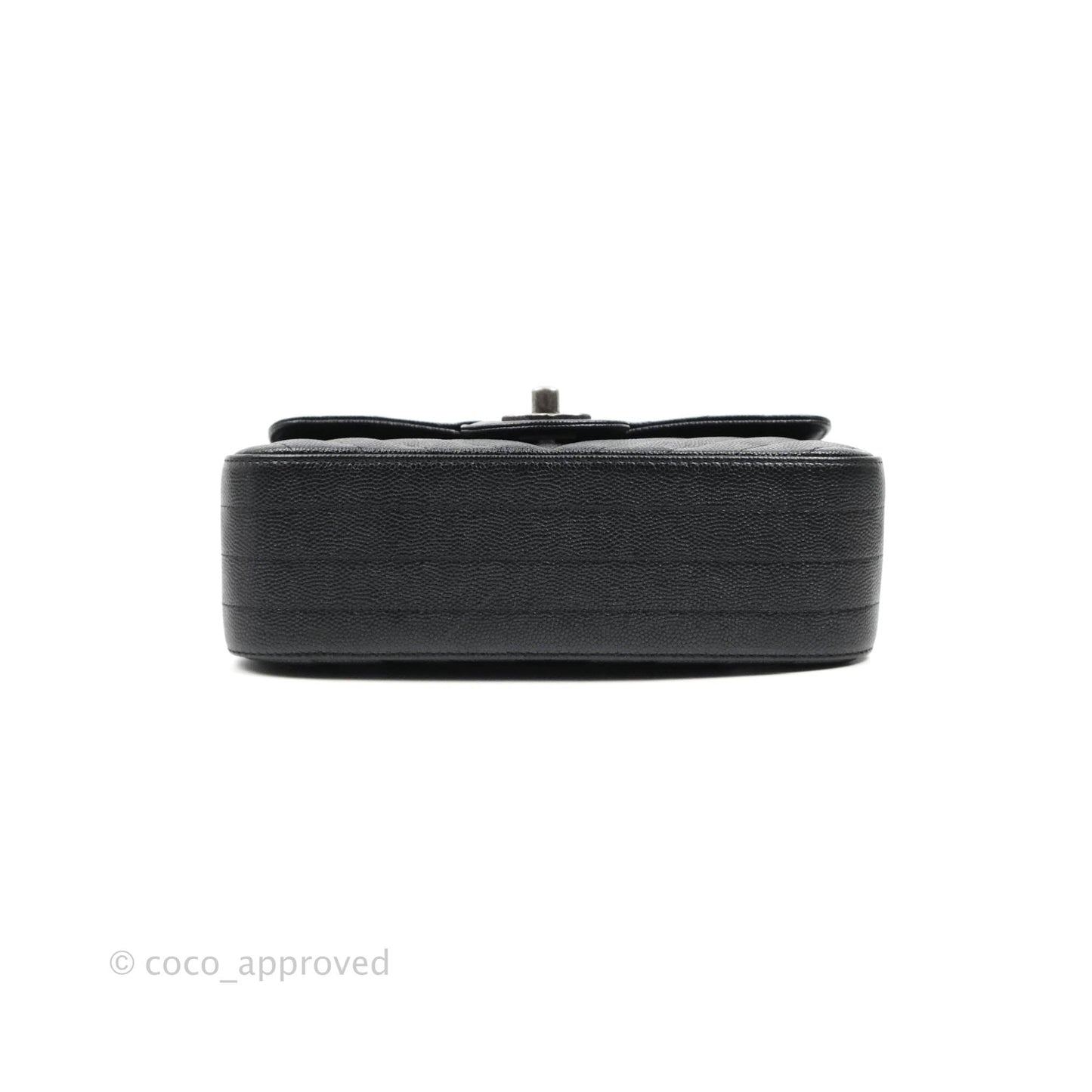 Chanel Chevron Mini Rectangular Flap Iridescent Black Caviar Ruthenium Hardware 17B
