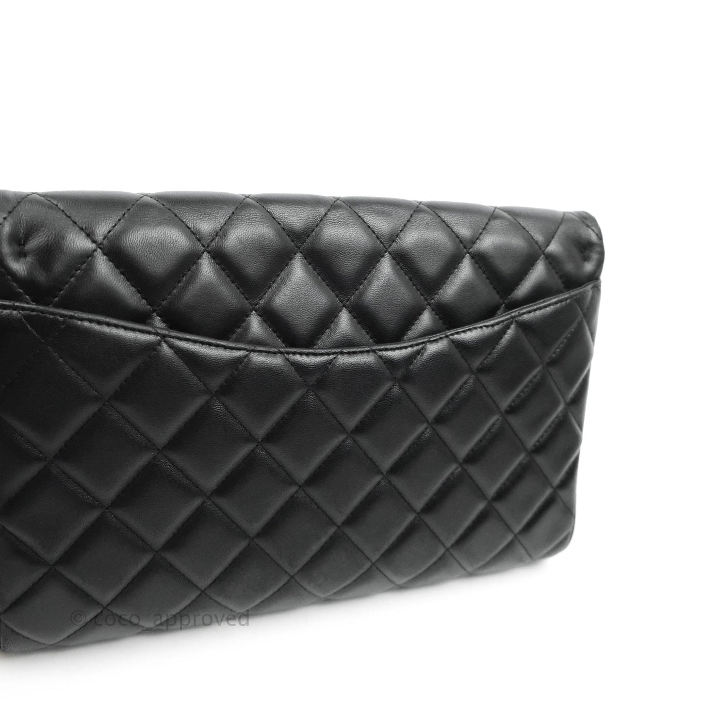 Chanel Quilted Clutch with Chain Lambskin Black Silver Hardware