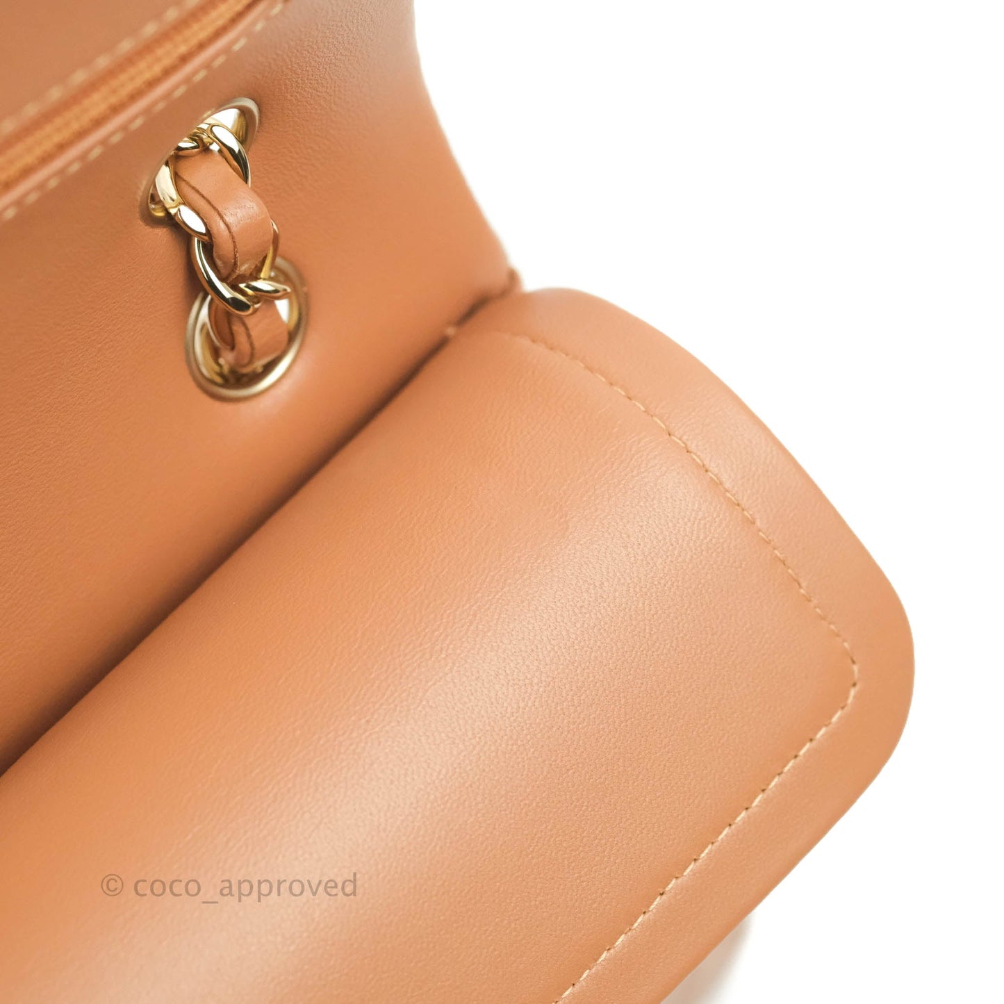 Chanel Classic Small S/M Flap Dark Beige Caramel Lambskin Gold Hardware 22S