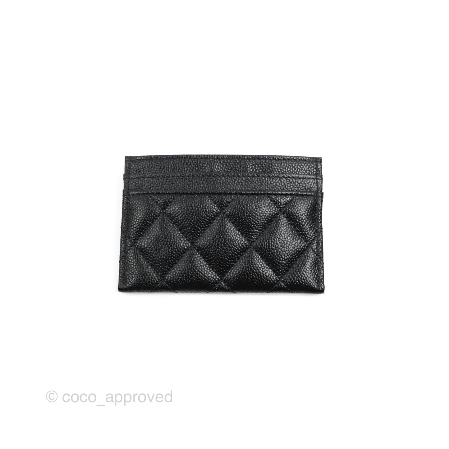 Chanel Flat Card Holder Black Caviar Gold Hardware 23P