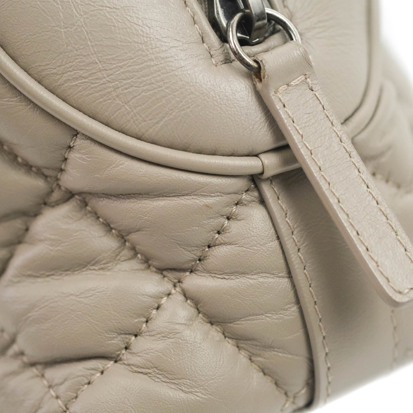 Chanel Quilted Small Coco Handle Bowling Bag Grey Aged Calfskin Ruthenium Hardware