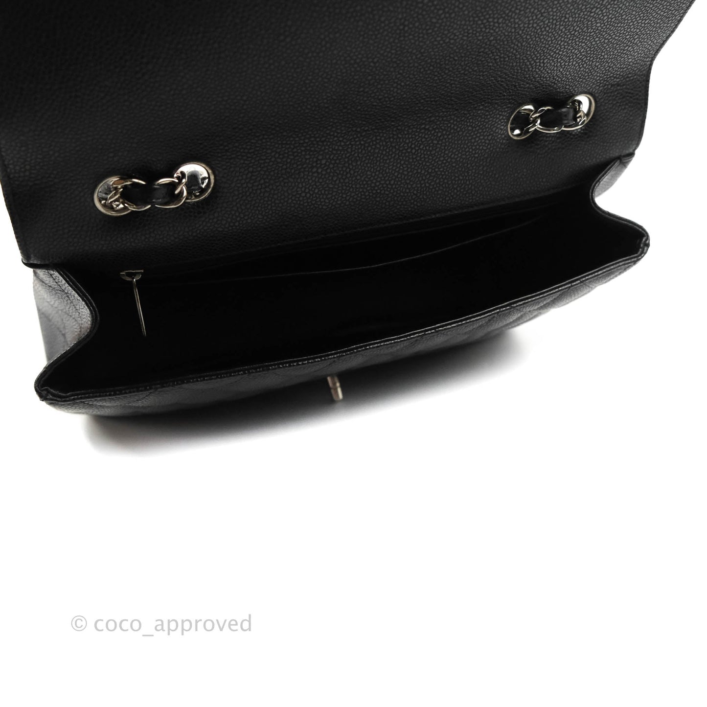 Chanel Jumbo Single Flap Black Caviar Silver Hardware