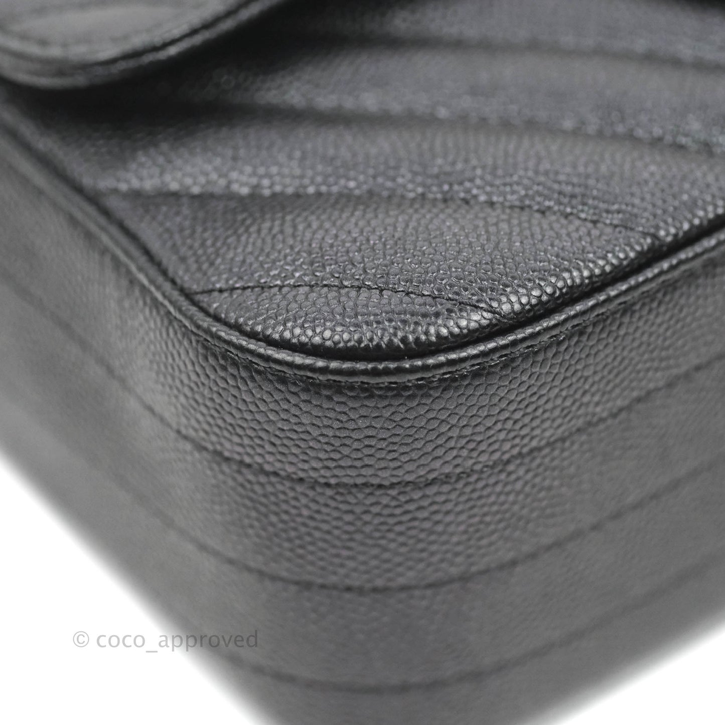 Chanel Chevron Mini Rectangular Flap Iridescent Black Caviar Ruthenium Hardware 17B