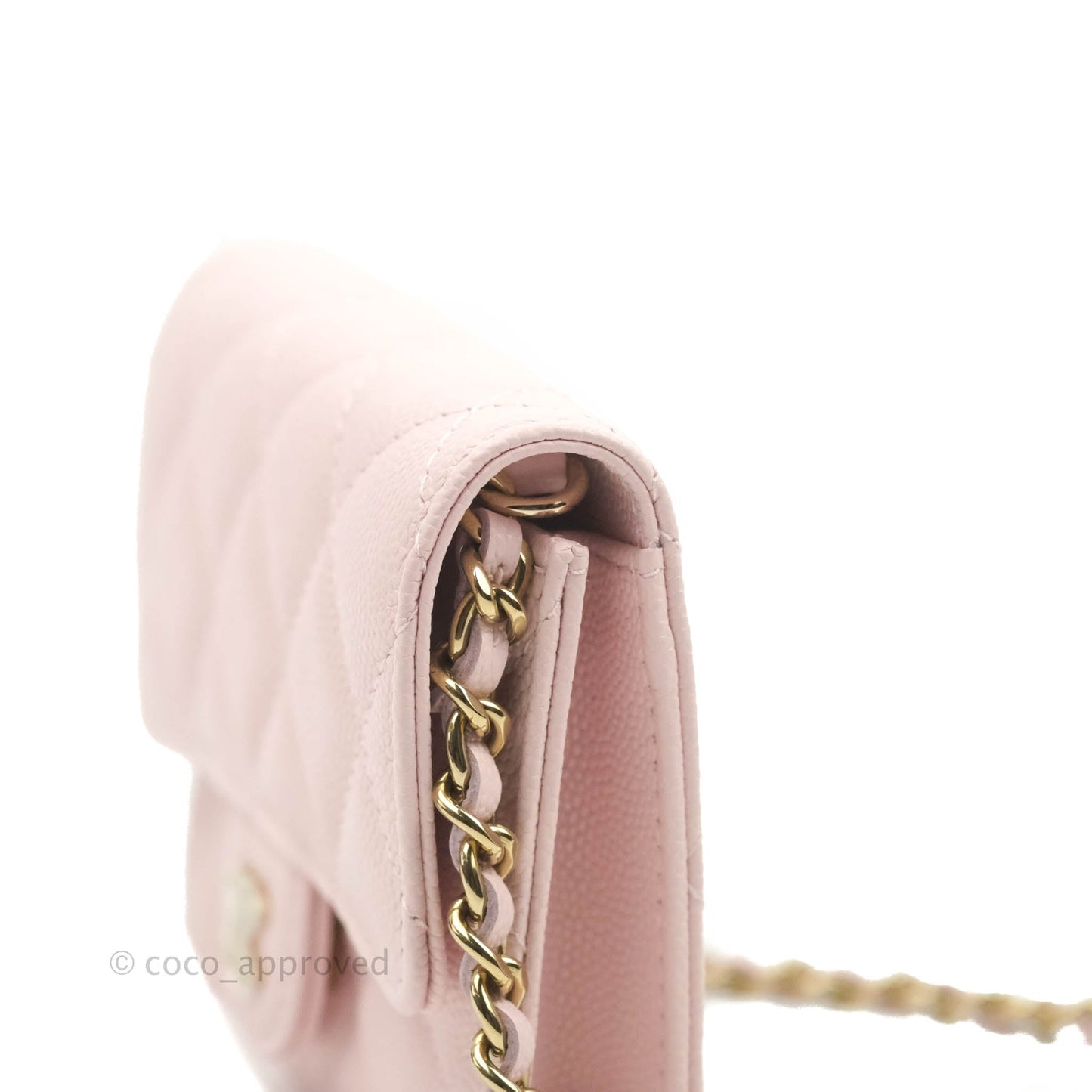 Chanel Mini Wallet With Chain Light Pink Caviar Gold Hardware